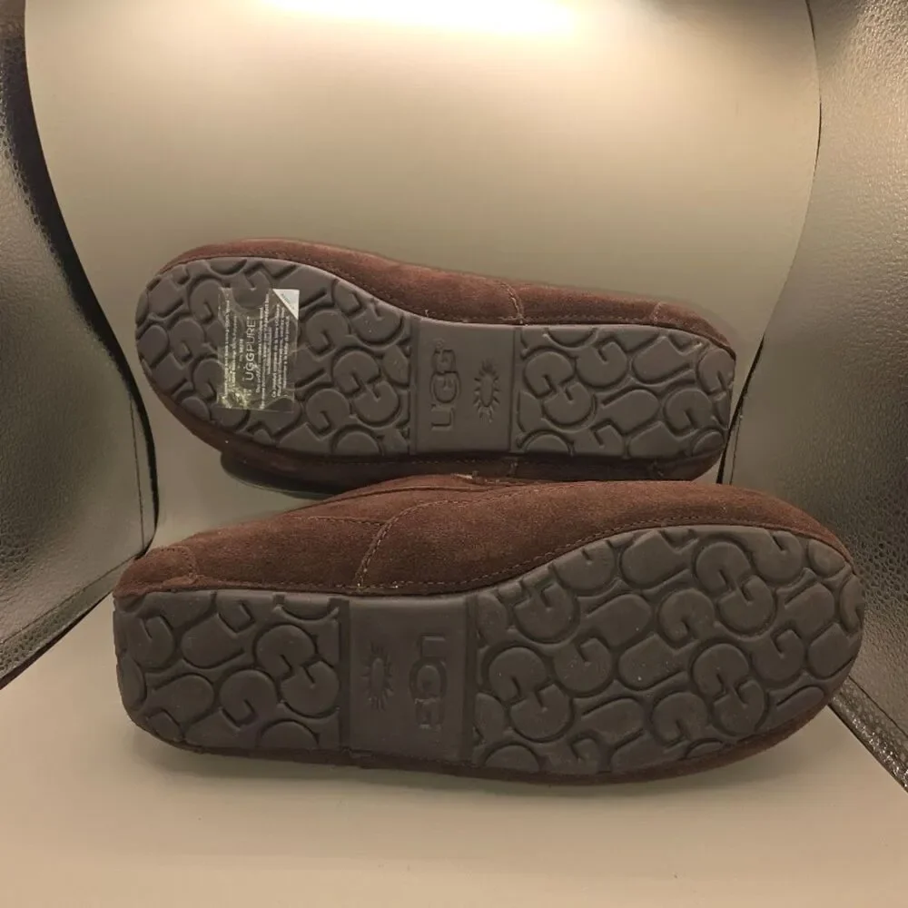 UGG Men's Ascot Suede Slipper Espresso Brown Size 10 WITH BOX